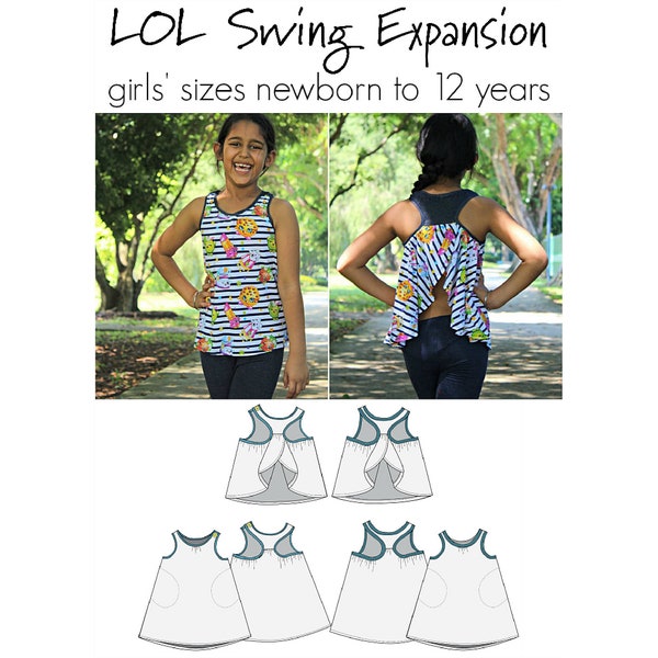 LOL Swing Expansion, PDF Sewing Pattern, Pinafore Pattern, Dress Pattern, Pattern Expansion, Children Sewing, Print at Home, A0, Projection