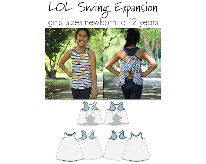 LOL Swing Expansion, PDF Sewing Pattern, Pinafore Pattern, Dress Pattern, Pattern Expansion, Children Sewing, Print at Home, A0, Projection