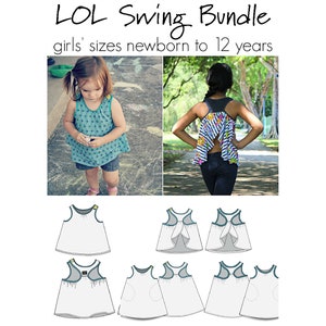 LOL Swing Bundle, PDF Sewing Pattern, Top Pattern, Pinafore Top Pattern, Dress Sew, Children Sewing, Print at Home PDF, A0, Projection Sew