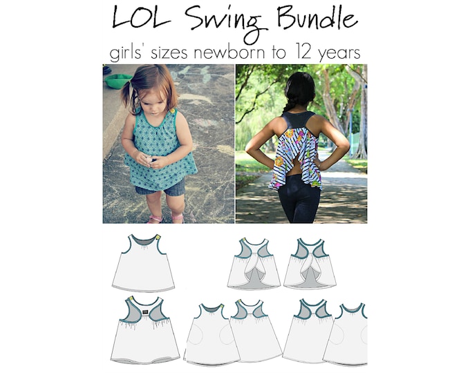 LOL Swing Bundle, PDF Sewing Pattern, Top Pattern, Pinafore Top Pattern, Dress Sew, Children Sewing, Print at Home PDF, A0, Projection Sew