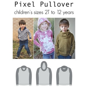 Pixel Pullover, PDF Sewing Pattern, Sweatshirt Pattern, Jumper Pattern, Hoodie Pattern, Cowl Pattern, Print at Home PDF, A0, Projection Sew