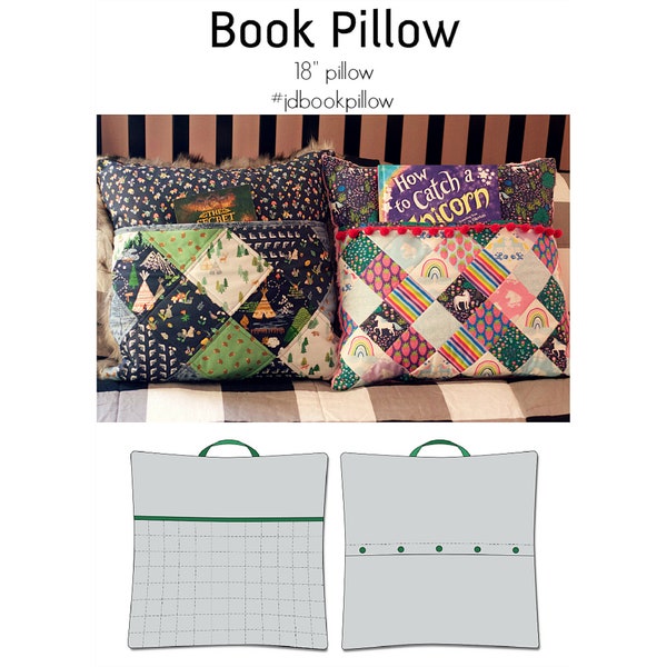 Book Pillow, PDF Sewing Pattern, Pillow Cover Pattern, Pillow Pattern, Reader Gift Sew, Kid Gift Sew, Quick Sew, Print at Home PDF