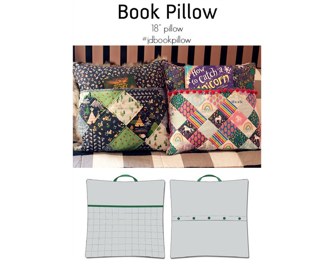 Book Pillow, PDF Sewing Pattern, Pillow Cover Pattern, Pillow Pattern, Reader Gift Sew, Kid Gift Sew, Quick Sew, Print at Home PDF