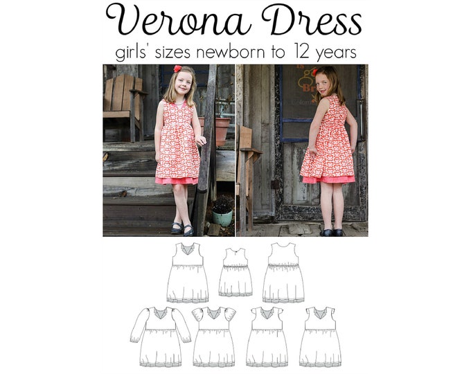 Verona Dress, PDF Sewing Pattern, Dress Pattern, Vintage Style Pattern, Baby Sewing, Children Sewing, Print at Home PDF, Projection Sewing