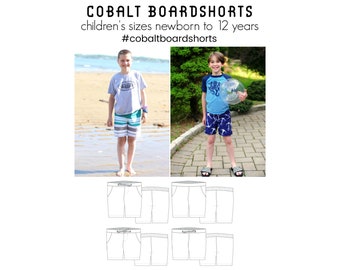 Cobalt Boardshorts, PDF Sewing Pattern, Shorts Boardshorts Bermuda Jamaica Pattern, Children Sewing, Print at Home PDF, A0 PDF, Projection