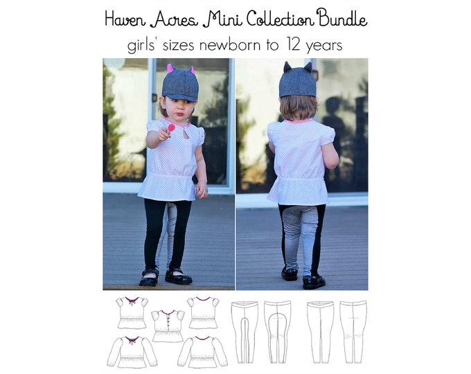 Haven Acres Collection, PDF Sewing Pattern, Pony Hat Pattern, Blouse Pattern, Leggings Pattern, Sewing Pattern Bundle, Print at Home PDF