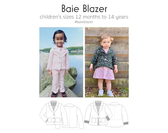 Baie Blazer, PDF Sewing Pattern, Knit Blazer PDF, Suit Jacket Pattern, Children's Sewing, Unisex PDF, Print at Home Sew, A0, Projection Sew