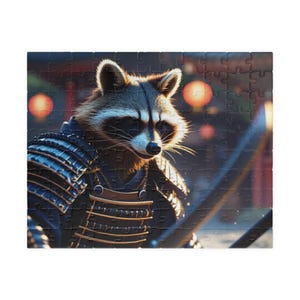 Puzzle, Japanese Samurai Raccoon Gift, 110, 252, 520, 1014-piece, Relaxation Activity for Adults and Kids, Mindfulness Challenge, Jigsaw