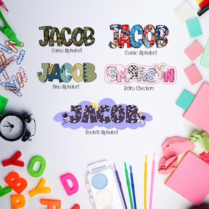 Autocollants personnalisés pour enfants - Étiquettes scolaires imperméables pour boîtes à lunch, bouteilles d'eau, fournitures - Cadeau de rentrée