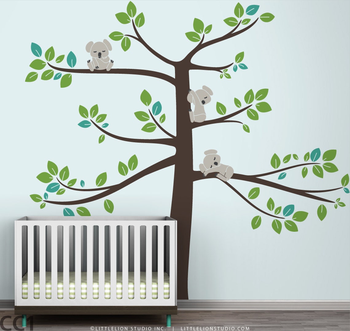 Kids Wall Decal Koala Tree Baby Room Decor Koalas Large Tree Etsy