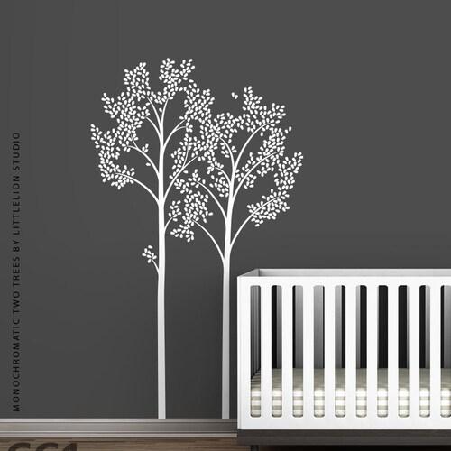 Fall Tree Wall Decal - Brown Monochrome Tree Sticker For Nursery Or Living Room - 78"H X 87"W Removable Vinyl