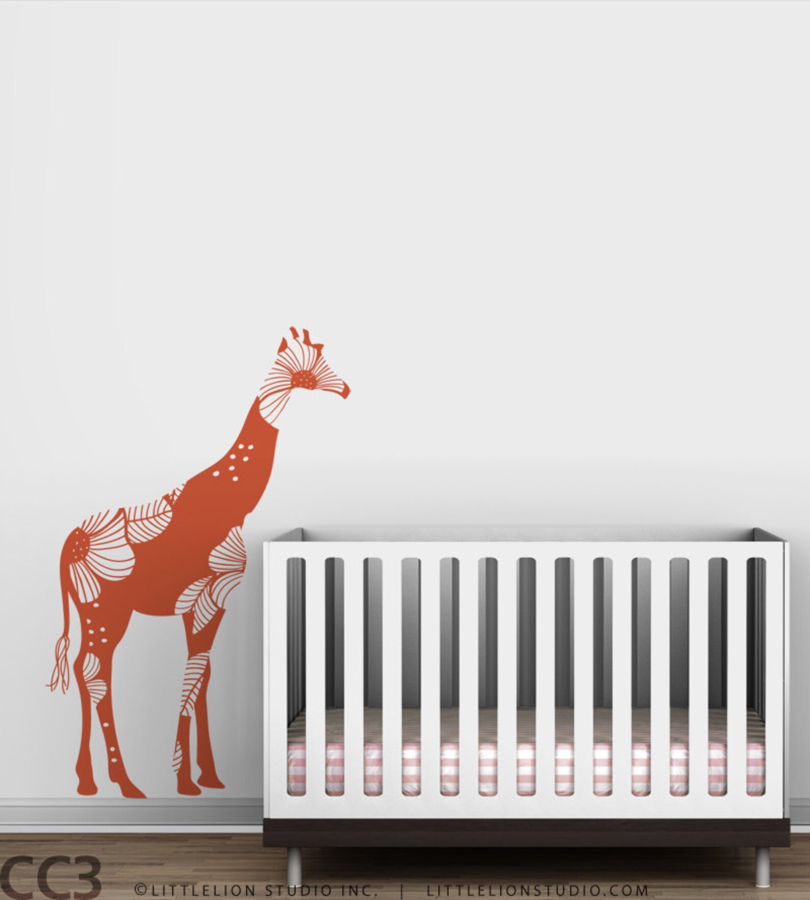 Baby Floral Giraffe Wall Decal White decal Bold floral Etsy