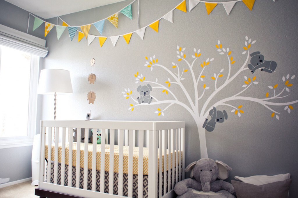 Koala Tree Wall Decal Baby Nursery Modern Decor Removable Wall Sticke…