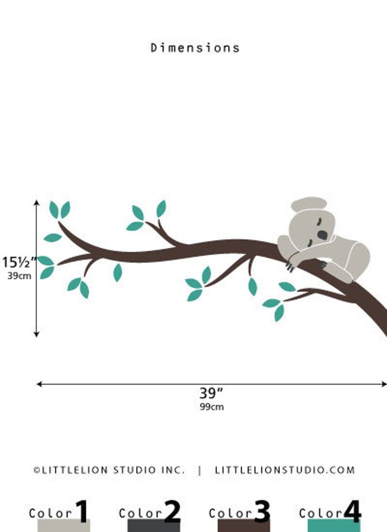 Kids baby nursery wall decal koala tree branch wall sticker decor for baby rooms Koala Branch I