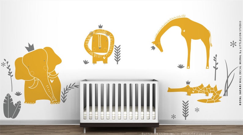 Yellow Wall Decal Royal Safari Mural By Littlelion Studio Etsy