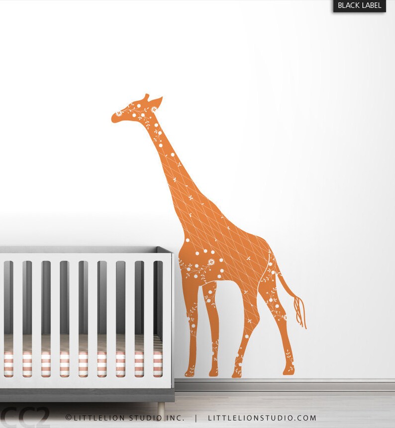 Kids Wall Decal White Giraffe Orange Wall Chic Luxurious Etsy