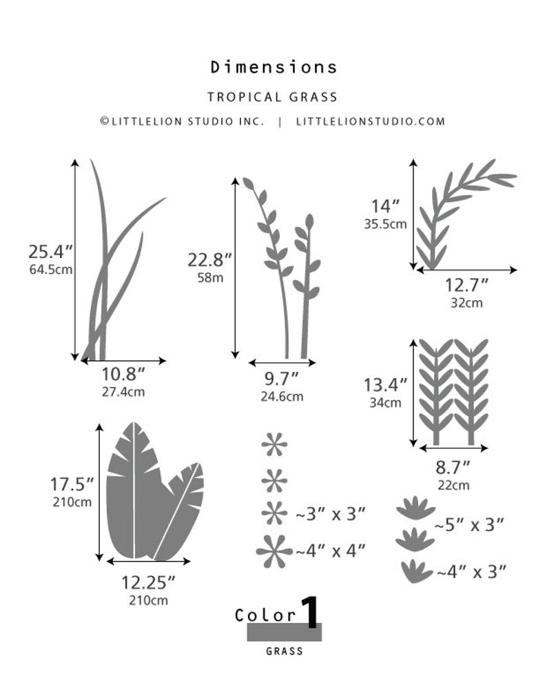 Tropical Grass Wall Decal by Littlelion Studio Etsy