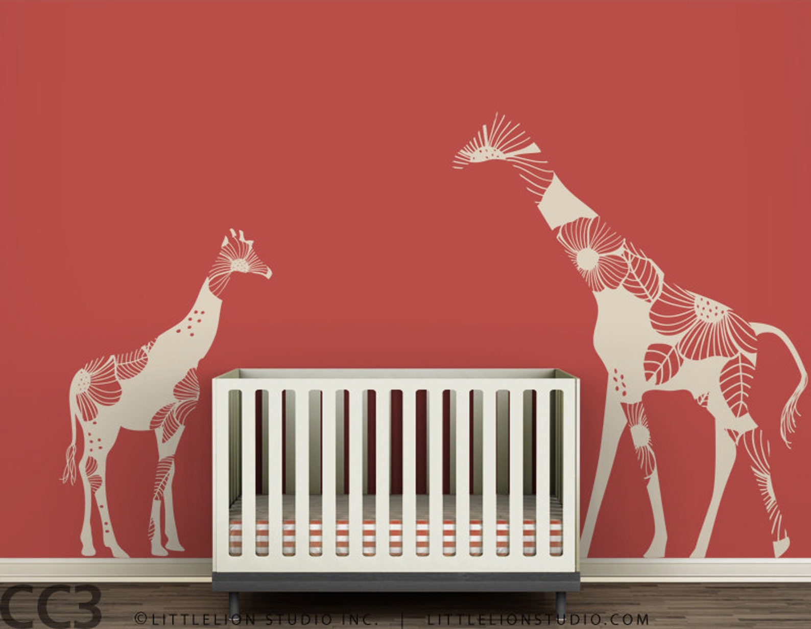 Mom and Baby Floral Giraffes Wall Decals Yellow orange Etsy
