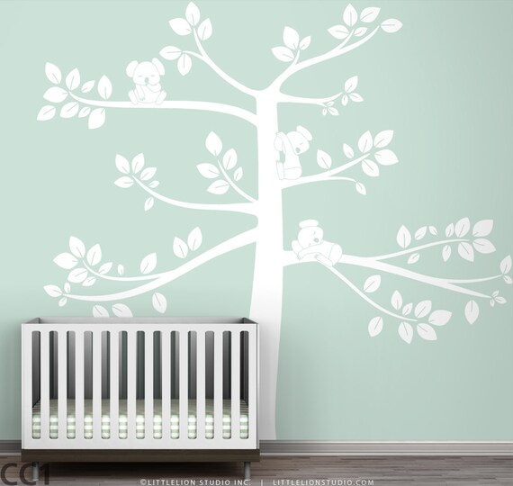 Kids wall decal white tree wall decal for babies room white Etsy