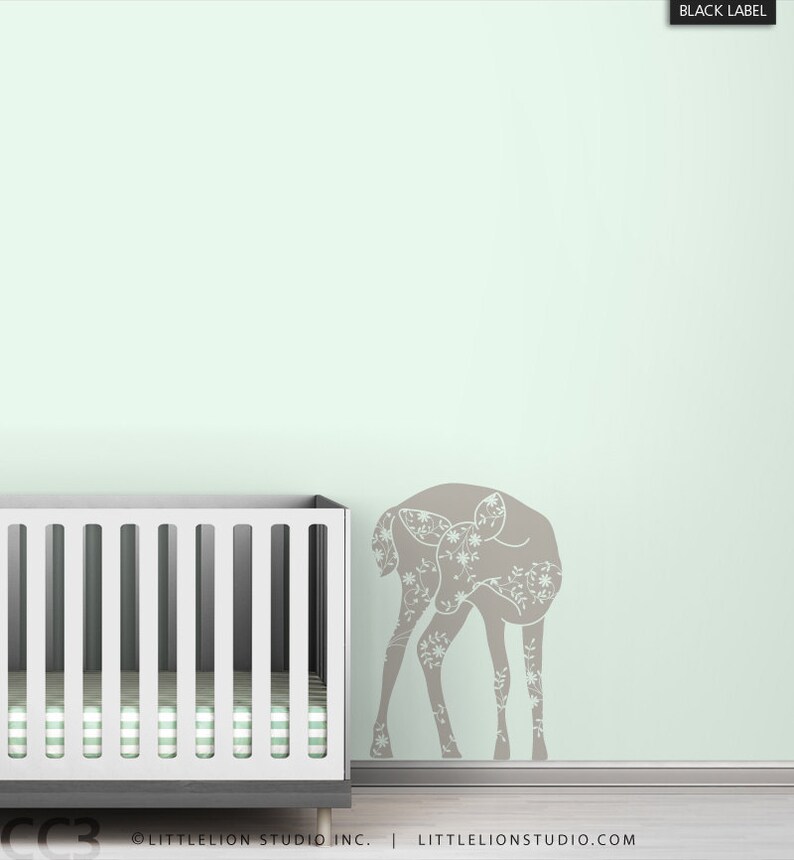 Kids wall decal fawn baby room white decor chic classic Etsy