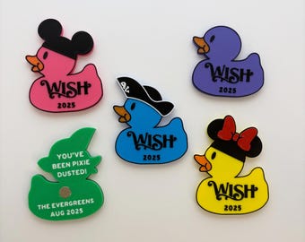 Personalized Disney Wish Cruise Duck Magnets | Pixie Dust Gifts | Fish Extenders | 4 Styles & 5 Colors | Set of 12
