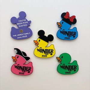 Magneti personalizzati a forma di paperella Disney Wonder Cruise (12) - Pixie Dust Gifts - Estensioni a forma di pesce - 4 stili e 5 colori