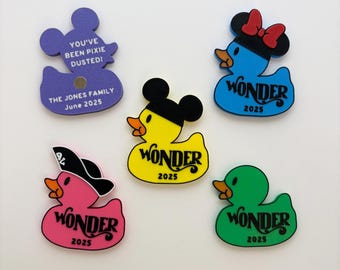 Personalisierte Disney Wonder Cruise Duck Magnete (12) - Pixie Dust Geschenke - Fisch Verlängerungen - 4 Stile und 5 Farben