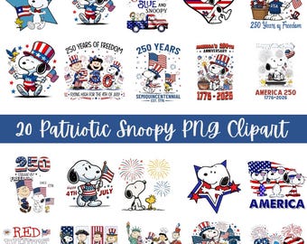 Patriotic Snoopy USA 250th Anniversary PNG Clipart (Digital Download)