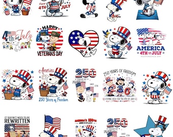 Snoopy 4th of July Clipart, Patriotic Peanuts Graphics (Digital Download)