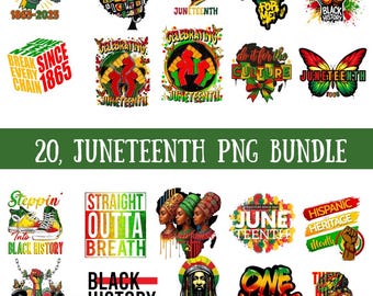 Juneteenth PNG Bundle, Coquette Bow, Black History Month Designs (Digital Download)