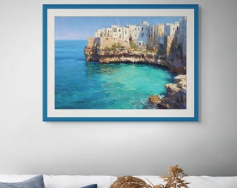 Polignano a Mare Italy Print: Coastal Cliffside Town, Apulia Puglia