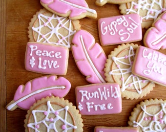 Bohemian Pink Wild & Free Spirit Cookies
