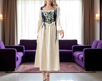 Medieval Princess Dress, Women&#39;s Fantasy Costume, Cottagecore Dress, Renaissance  Gown, Dress For Her, Medieval Inspired Lace-up Dress