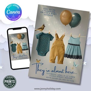 Baby Shower- Invitation Party Invite Baby shower Invitation for Theme Digital Template Canva Download