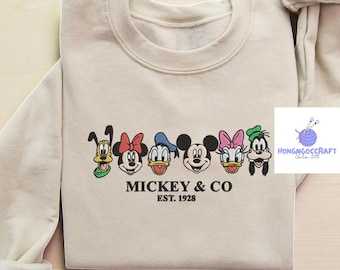 Embroidered Mickey & Co 1928 Shirt | Vintage Disney Embroidery Tee | Retro Mickey And Friends Shirt | Disneyland Family Trip Shirt