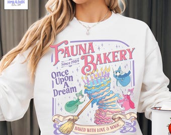 Disney Fauna Bakery Sleeping Beauty Sweatshirt, Fairy Godmother Bakery Hoodie, Flora Fauna Merryweather WDW Trip Outfit, Retro Disney Gift