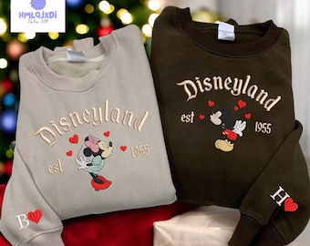 Couple Mouse & Girlfriend Embroidered Sweatshirts | Valentine Hoodie | Cartoon Mouse Couple Sweaters