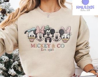 Embroidered Mickey and Co Sweatshirt, Vintage Mickey Mouse Embroidery Crewneck, Classic Disney Logo Shirt, Cozy Disney Gift, Unisex Hoodie