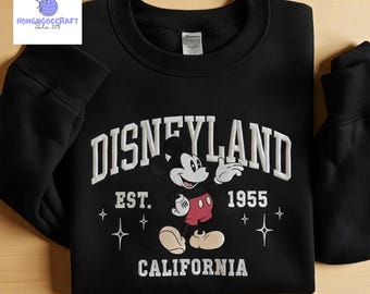 Disneyland California Embroidered Sweatshirt | Retro Mickey Est. 1955 Crewneck | Vintage Disney World Sweater