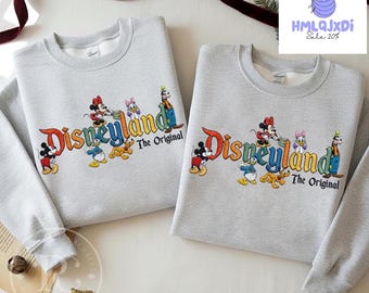 Embroidered Disneyland The Original Sweatshirt, Mickey and Friends Embroidery Sweater, Disneyland Vacation 2026, Disney Family Trip Shirt