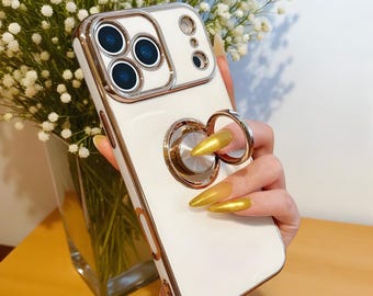 Luxury Ring Holder iPhone Case: Soft Silicone Bumper, Kickstand