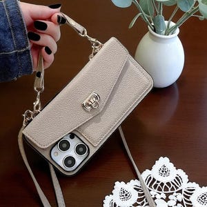 Custodia a portafoglio in pelle per iPhone con tracolla: chiusura magnetica, tracolla per borsa