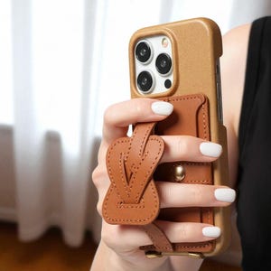 Custodia a tracolla in pelle per iPhone: scomparti per carte, porta cinturino da polso, tracolla lunga