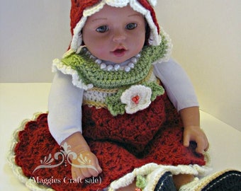 Crochet Newborn Baby Dress, Christmas Dress, Dress Sets for baby, 1st Christmas outfit, Baby girl dress, Photo Prop Dress, First Christmas