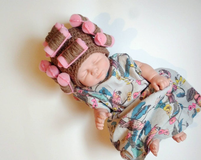 Newborn Baby Old Lady Wig Baby Wig With Rollers Crochet Etsy