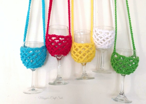 Crochet Wine Glass Holder, Crochet Glass Holder, Wine Glass