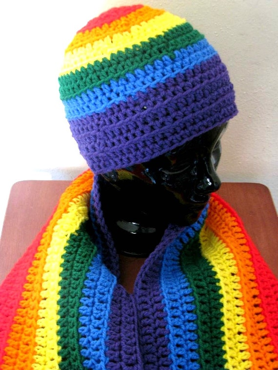 Crochet Rainbow Beanie and Scarf, Infinity Scarf, Rainbow  display picture 1