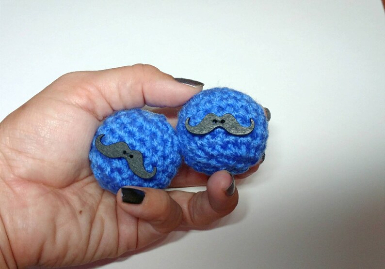 Blue Balls mustache balls crochet balls stress balls | Etsy