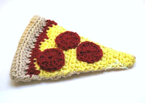 Crochet Pizza Slice, Pizza, Play food, Prop, Kids play food, Kitchen food toys, Crochet toys, Pepperoni, Pepperoni Pizza