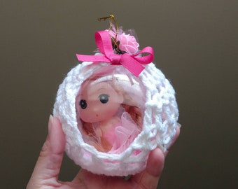 Crochet Ornament, Pink princess ornament,  crochet Christmas ornaments,  gift ideas,  doll ornament